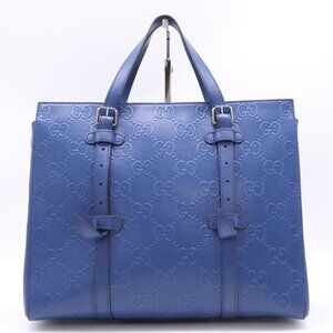 GUCCI Blue GG embossed leather tote bag